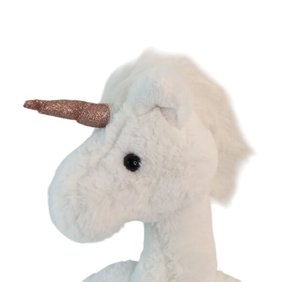 Inter-American White Unicorn Plush 16" Pink Sparkle Hooves Horn Stuffed Animal - Picture 2 of 7